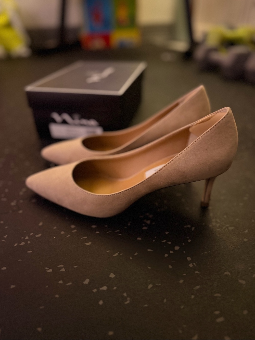 Nina Nude Pointed-Toe Kitten Heel Pumps